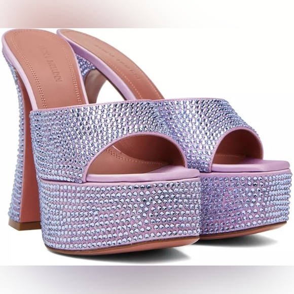 Amina Muaddi Shoes - NWT Amina Muaddi Dalida Crystal Embellished Platform Heels  (Light Purple)